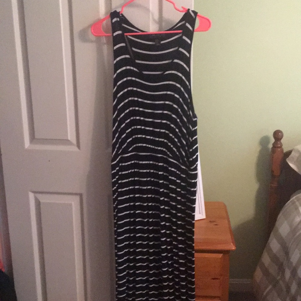 Black and white striped maxi dress